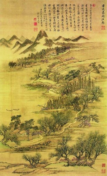 《杏花春雨江南》 绢本 设色 纵81厘米 横51厘米 钤有“石谷”“王?之印”
